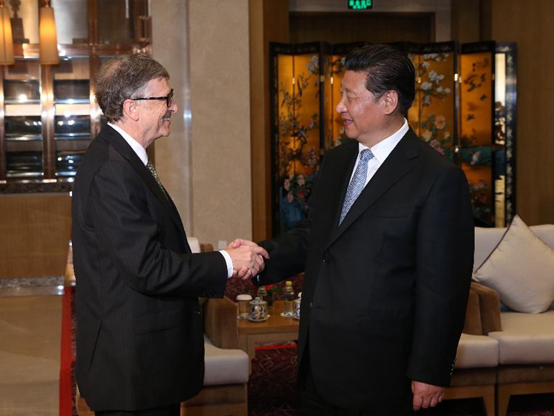 Chinese President XI Jinping Meets with Co-chair of Bill & Melinda Gates Foundation Bill Gates of US