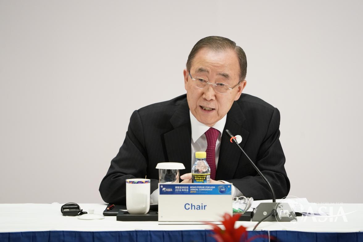 H.E. BAN Ki-moon（BFA Chairman of the Board, the 8th Secretary-General of United Nations）speaks at Meeting of the Newly Elected Board of Directors of BFA session