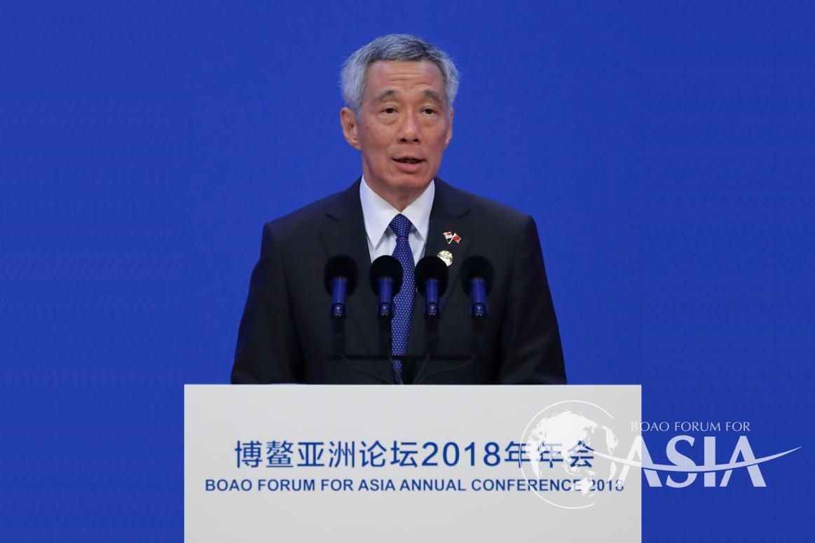 H.E. Lee Hsien Loong, Prime Minister of the Republic of Singapore gives a speech at the BFA 2018 opening ceremony