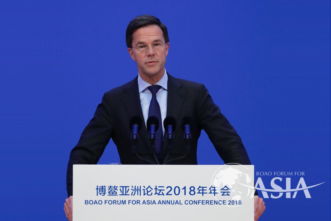 H.E. Mark Rutte, Prime Minister of the Netherlands gives a speech at the BFA 2018 opening ceremony