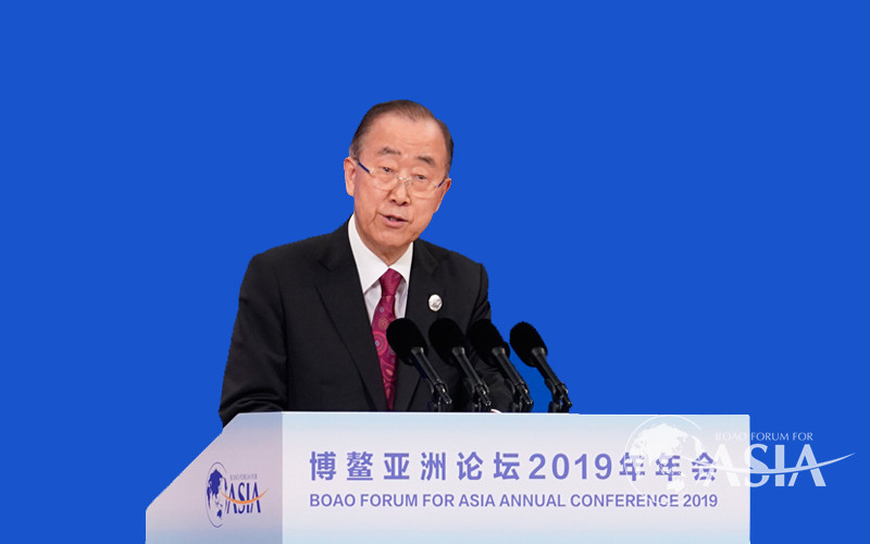 Ban Ki-moon, Chairman of Boao Forum for Asia, delivered a welcome speech at the Opening Plenary of the BFA Annual Conference 2019